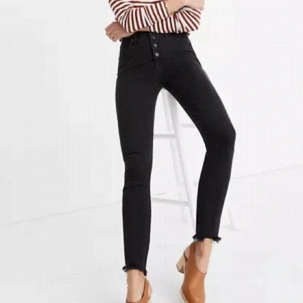 madewell 9" High Rise Skinny Cut Off Jeans-Washed Black